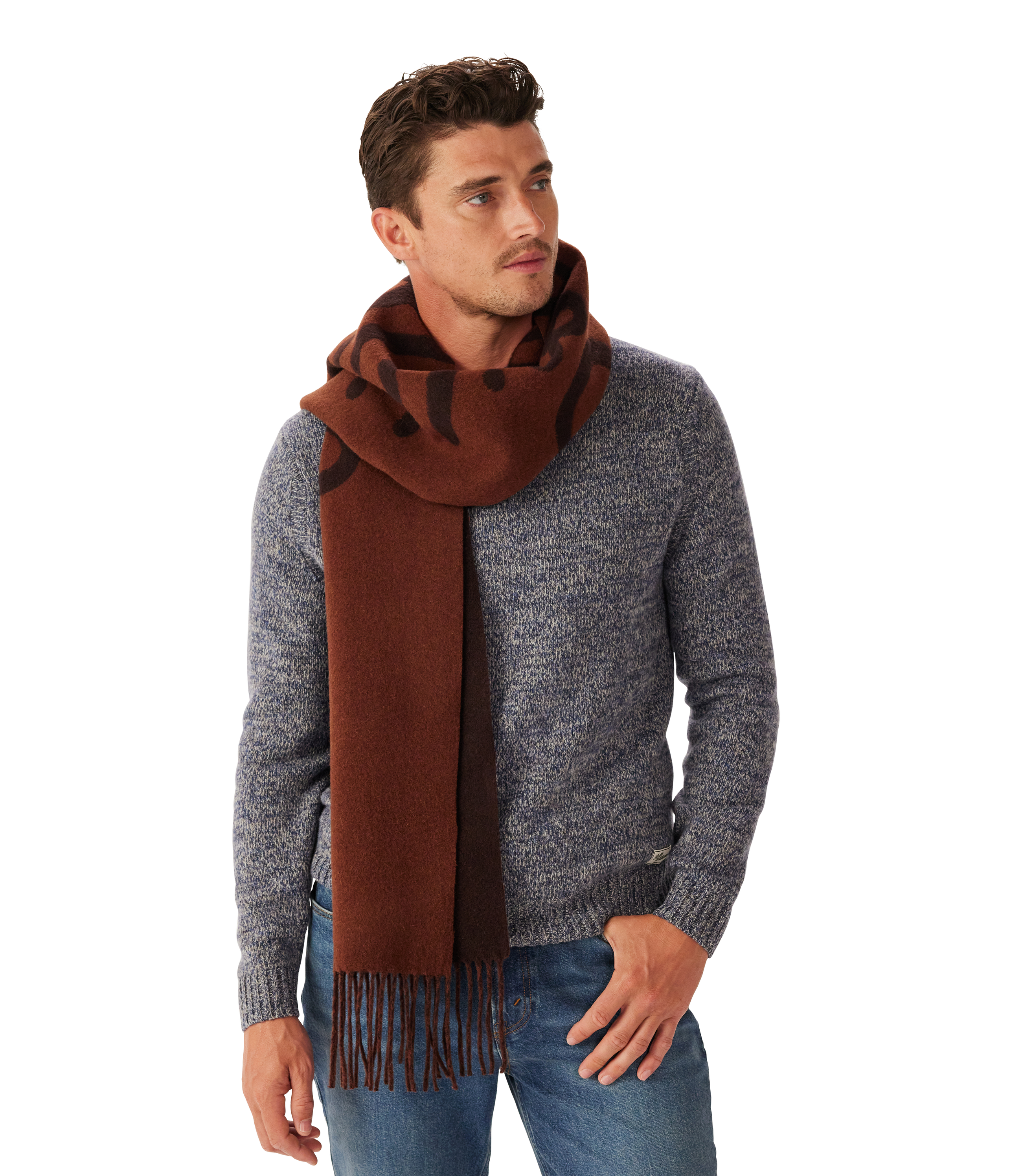 Script Jacquard Wool Scarf