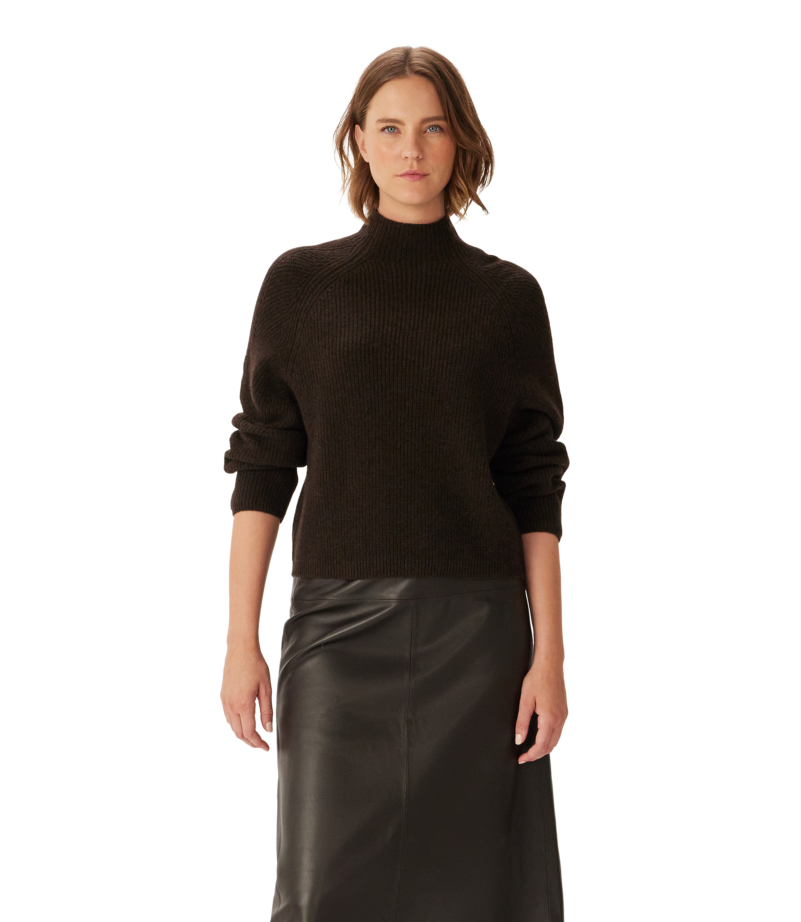Trail Turtleneck Merino Knit - Chocolate