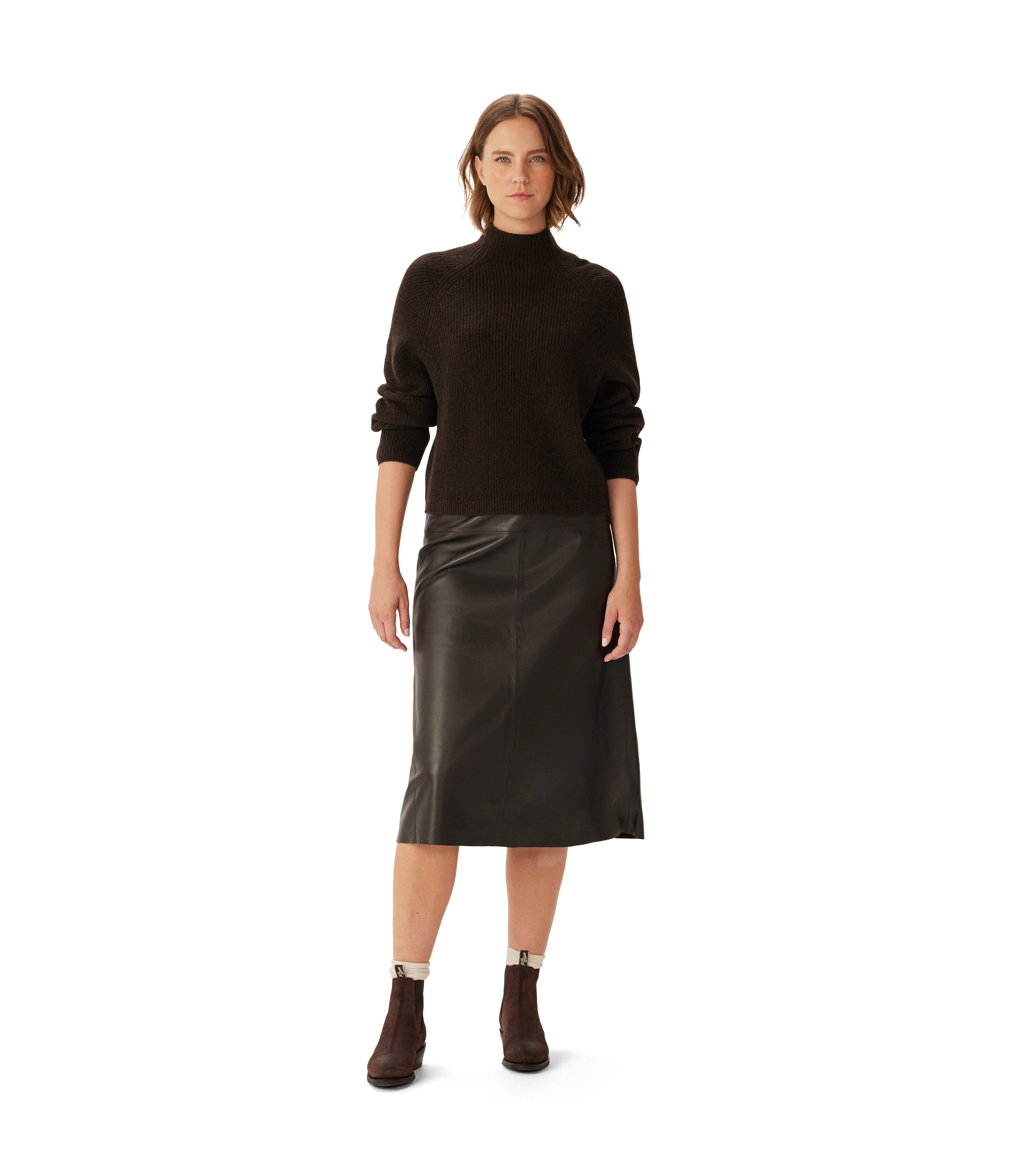 Trail Turtleneck Merino Knit - Chocolate