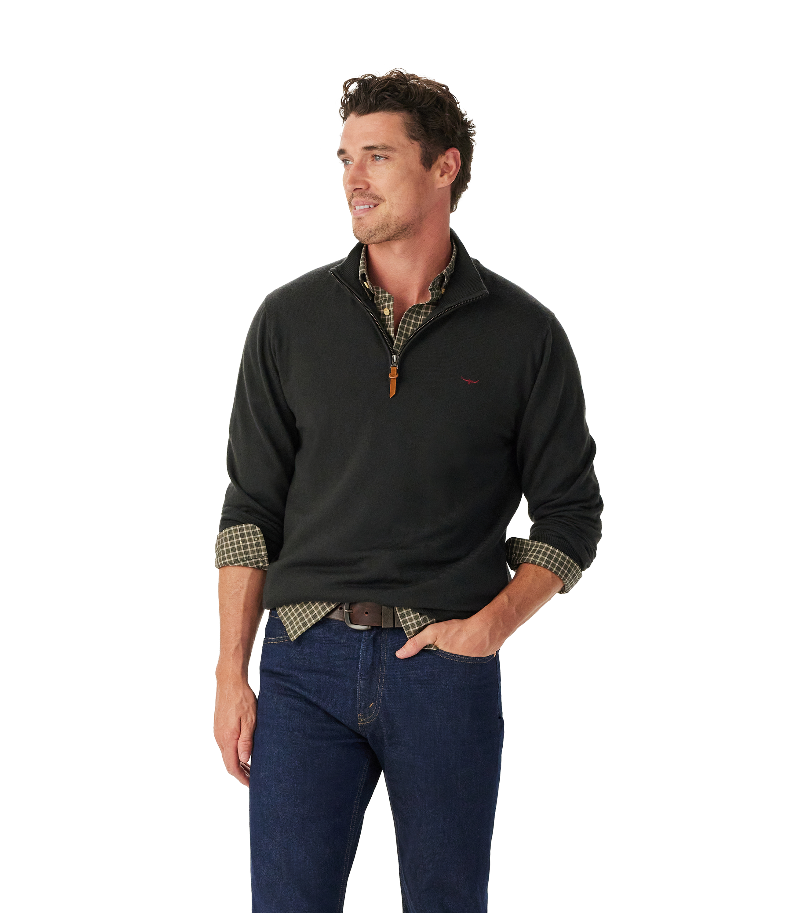 Ernest Merino 1/4 Zip Knit - Forest Green