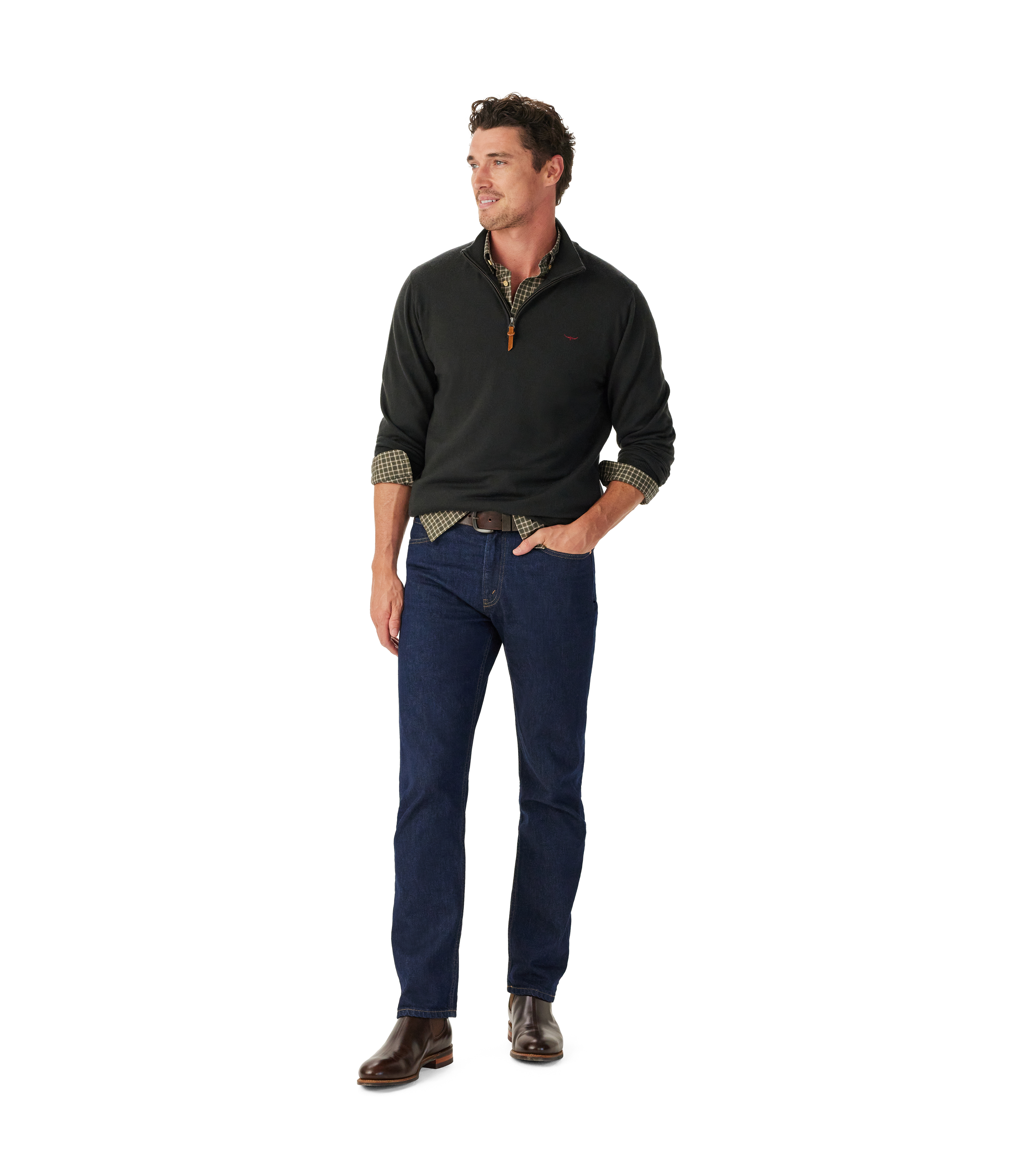 Ernest Merino 1/4 Zip Knit - Forest Green