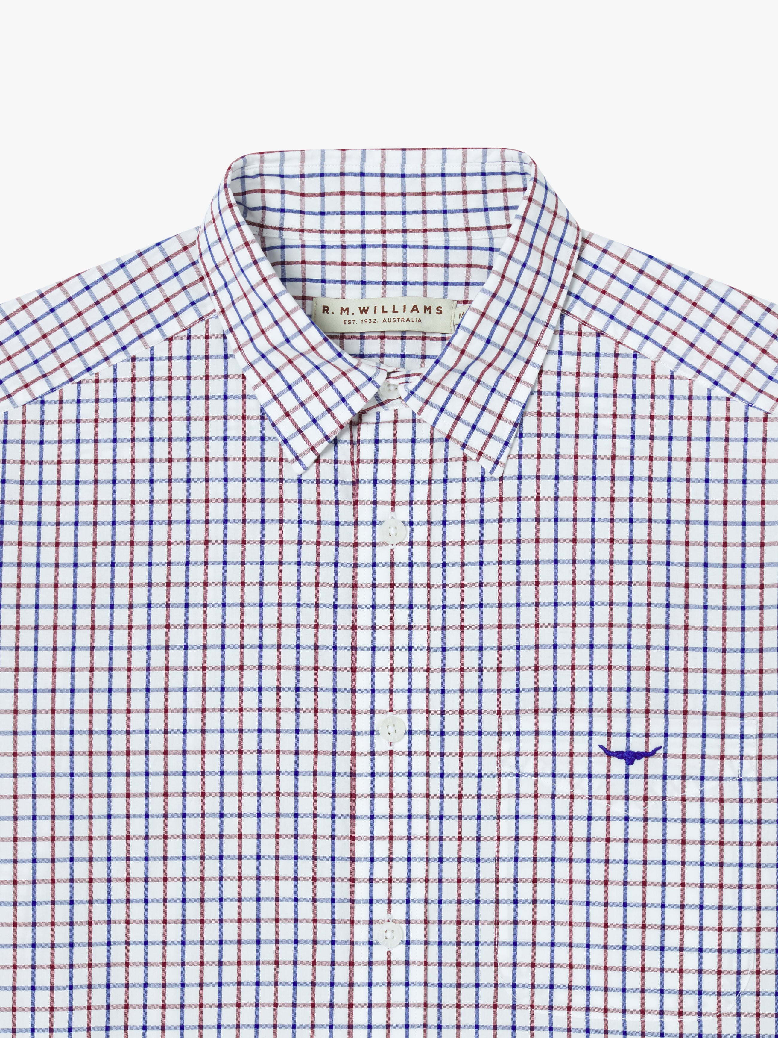 R.M.Williams Newland Shirt - Navy/Burg/White