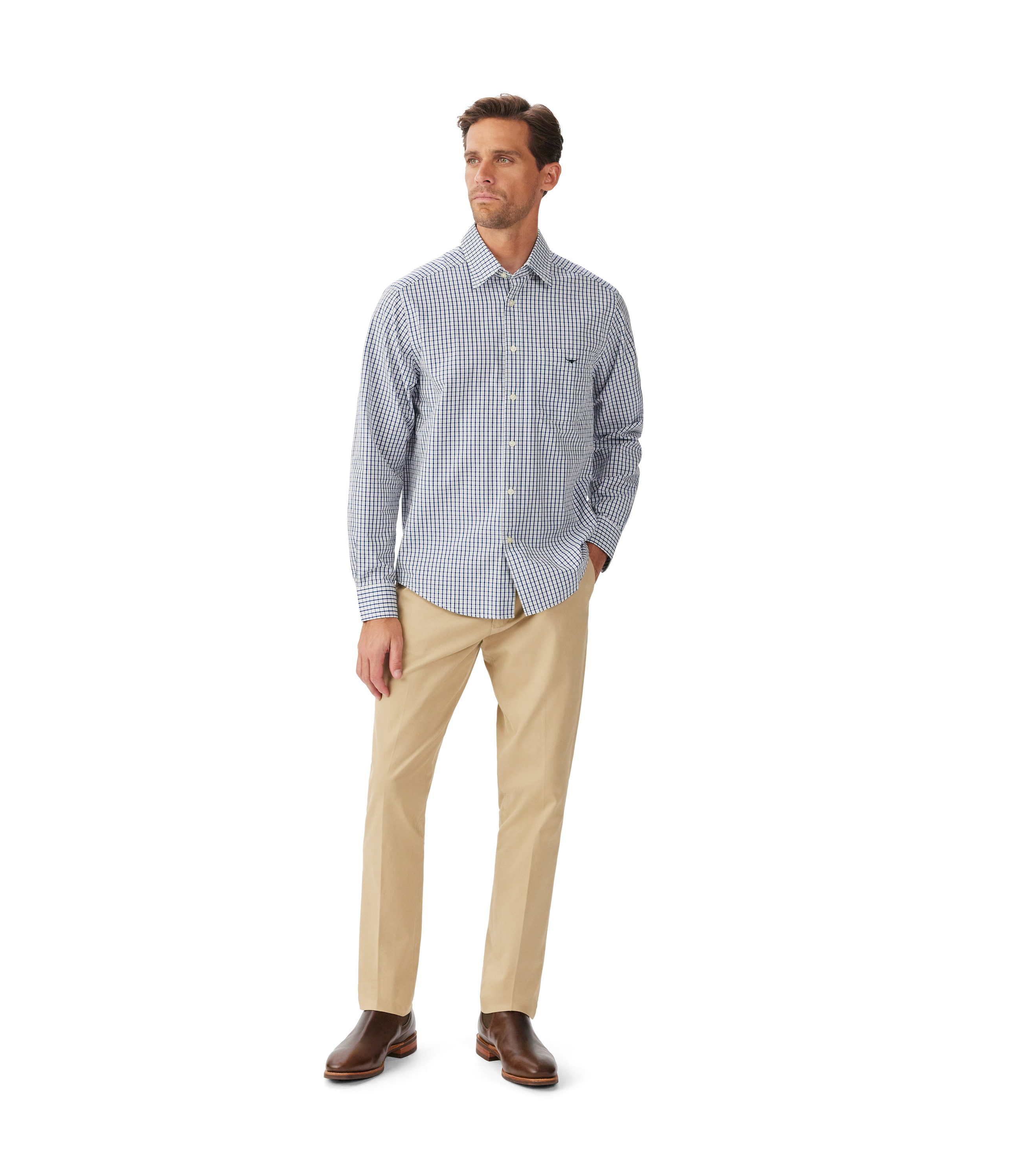 Augusta Classic Poplin Shirt - White Blue