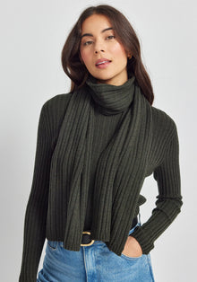 Rib Merino Scarf - Forest