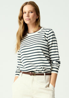 Fountain Sweater - White Linen/Tidepool