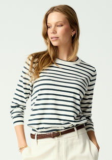Fountain Sweater - White Linen/Tidepool