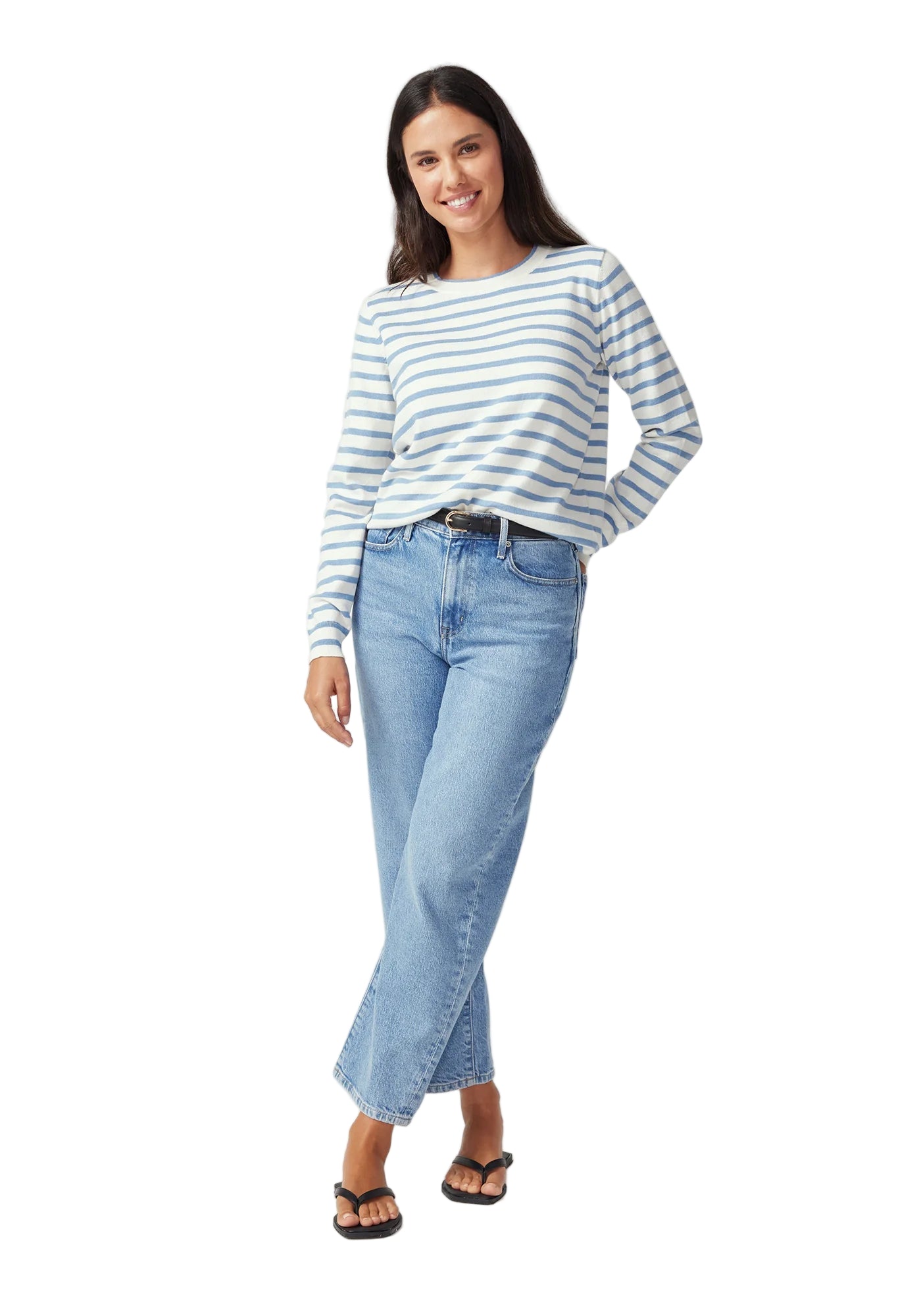 Untouched World Fountain Sweater - White Linen/Sky Blue