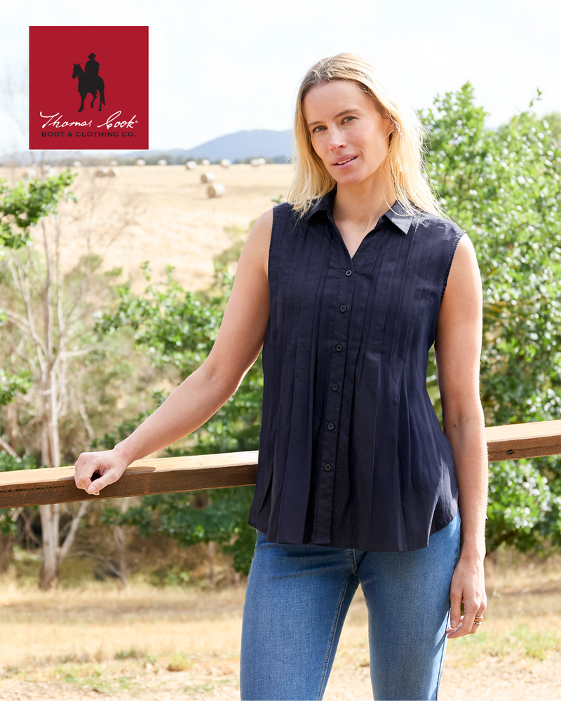 Thomas Cook Pearl Sleeveless Shirt - Navy