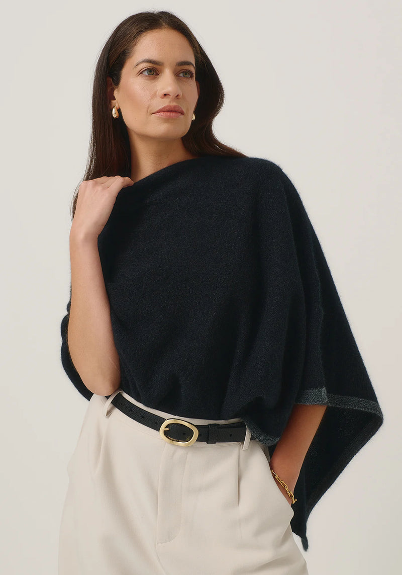 Two Tone Poncho - Jet / Slate
