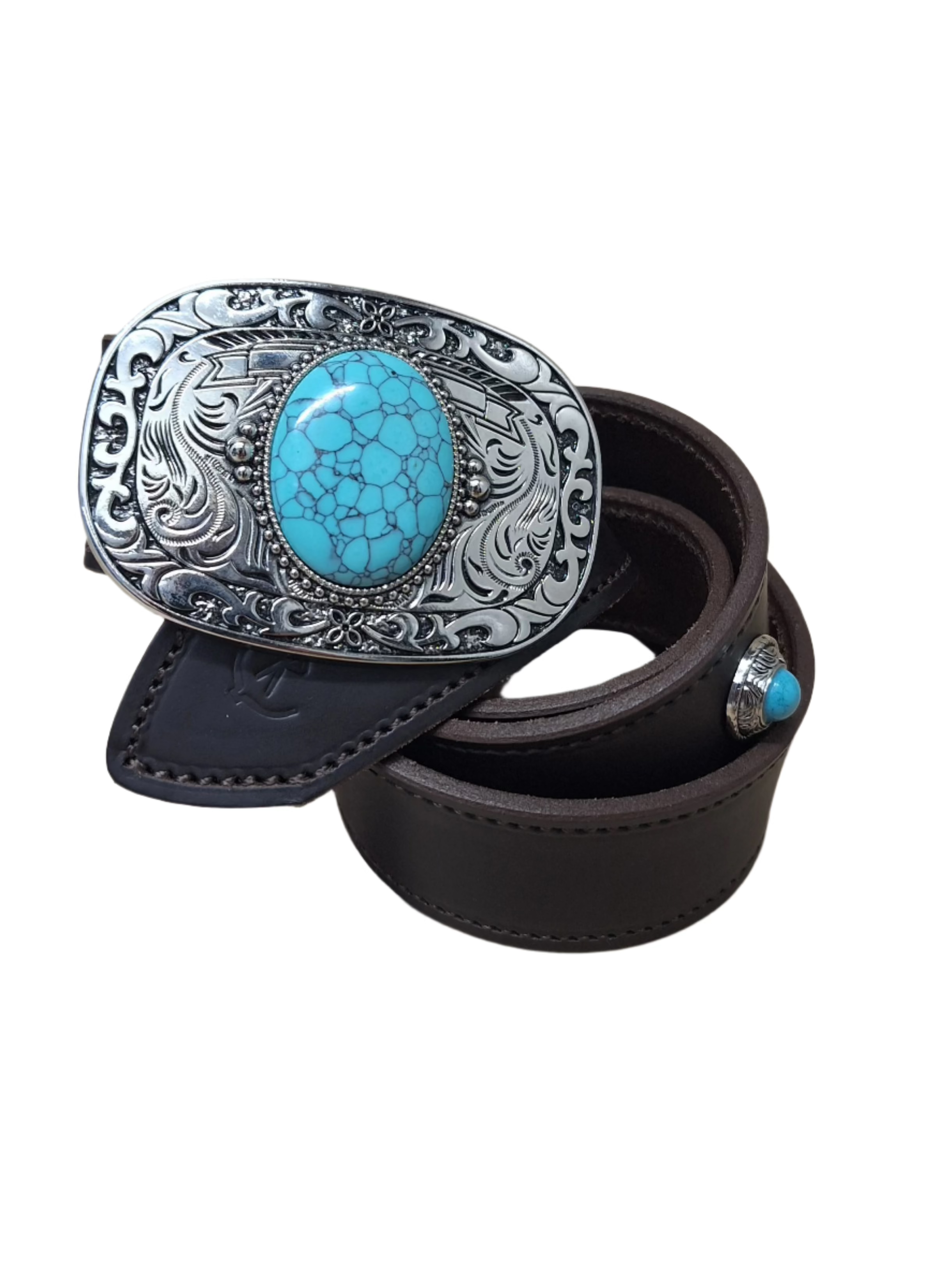 Western Belt 1 1/2' & Aqua Buckle