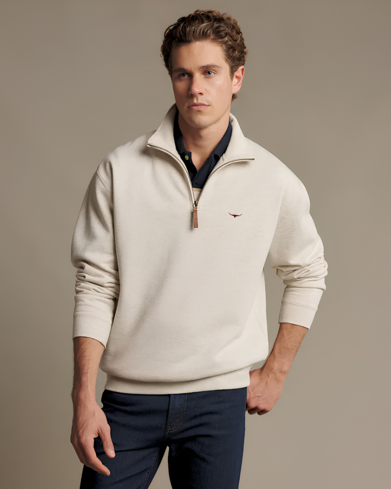 Mulyungarie Quarter-Zip Sweatshirt - Ecru Marle