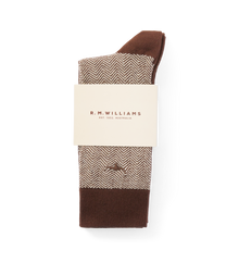 Nelson Herringbone Sock 2 Pkt - Hot Fudge