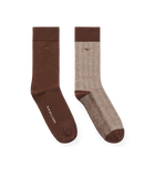 Nelson Herringbone Sock 2 Pkt - Hot Fudge