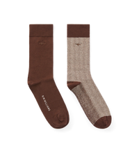 Nelson Herringbone Sock 2 Pkt - Hot Fudge