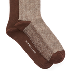 Nelson Herringbone Sock 2 Pkt - Hot Fudge