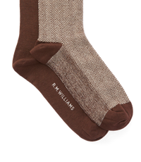 Nelson Herringbone Sock 2 Pkt - Hot Fudge