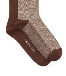Nelson Herringbone Sock 2 Pkt - Hot Fudge