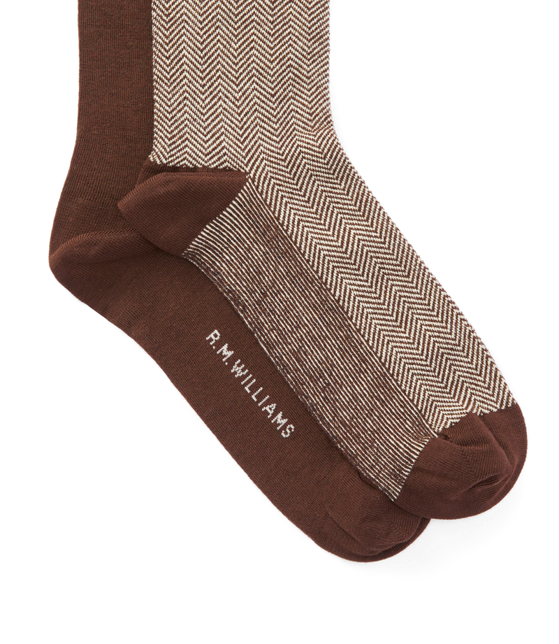 Nelson Herringbone Sock 2 Pkt - Hot Fudge