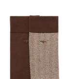 Nelson Herringbone Sock 2 Pkt - Hot Fudge