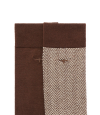 Nelson Herringbone Sock 2 Pkt - Hot Fudge