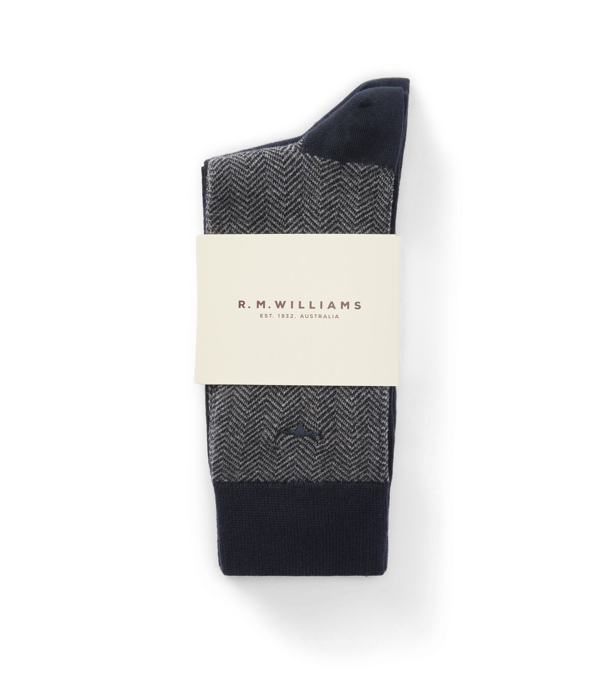 Nelson Herringbone Sock 2 Pkt - Navy/Grey