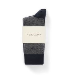 Nelson Herringbone Sock 2 Pkt - Navy/Grey