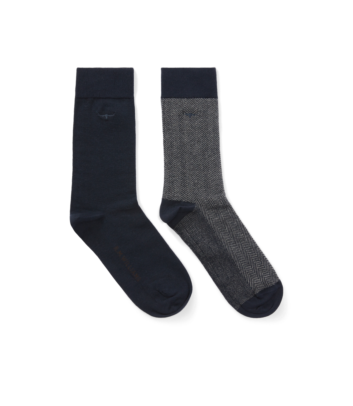Nelson Herringbone Sock 2 Pkt - Navy/Grey