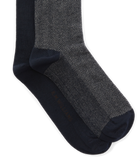 Nelson Herringbone Sock 2 Pkt - Navy/Grey