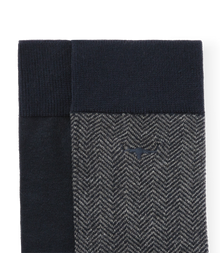 Nelson Herringbone Sock 2 Pkt - Navy/Grey