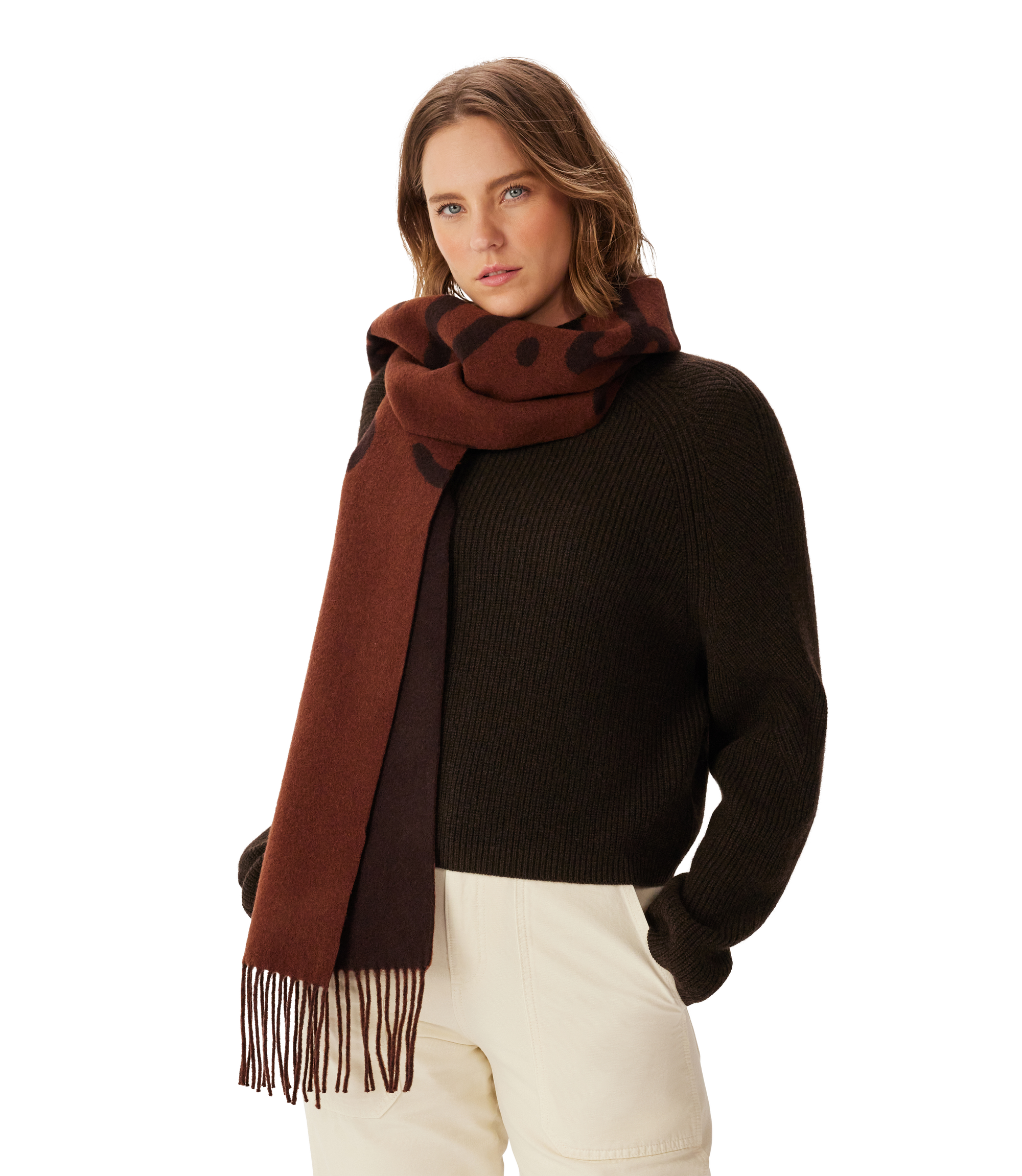 Script Jacquard Wool Scarf