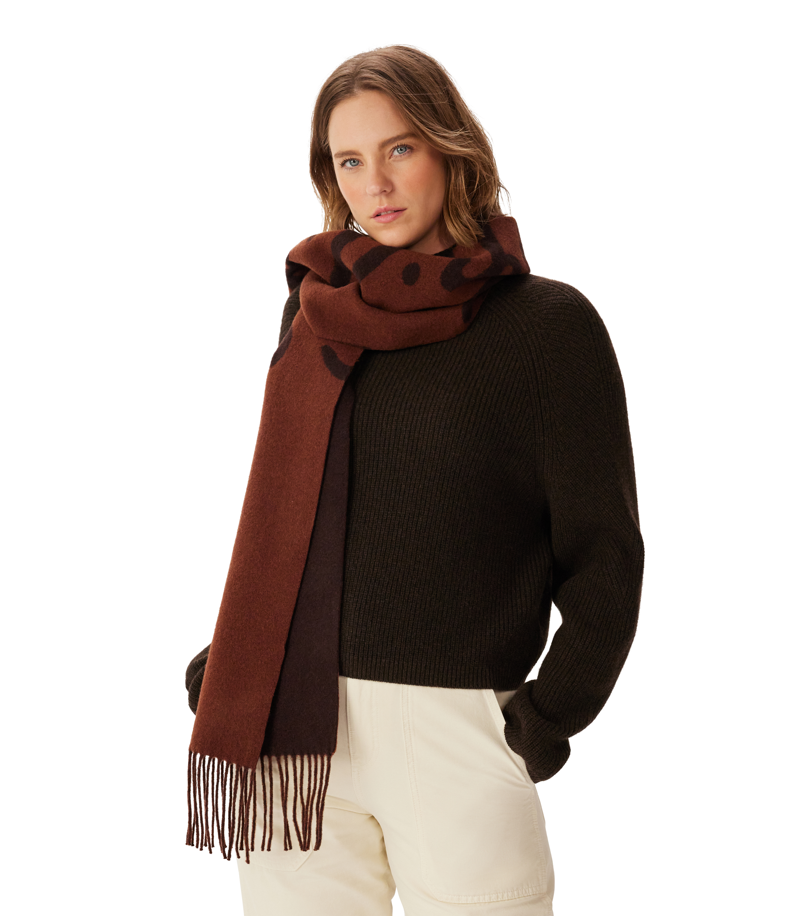 Script Jacquard Wool Scarf