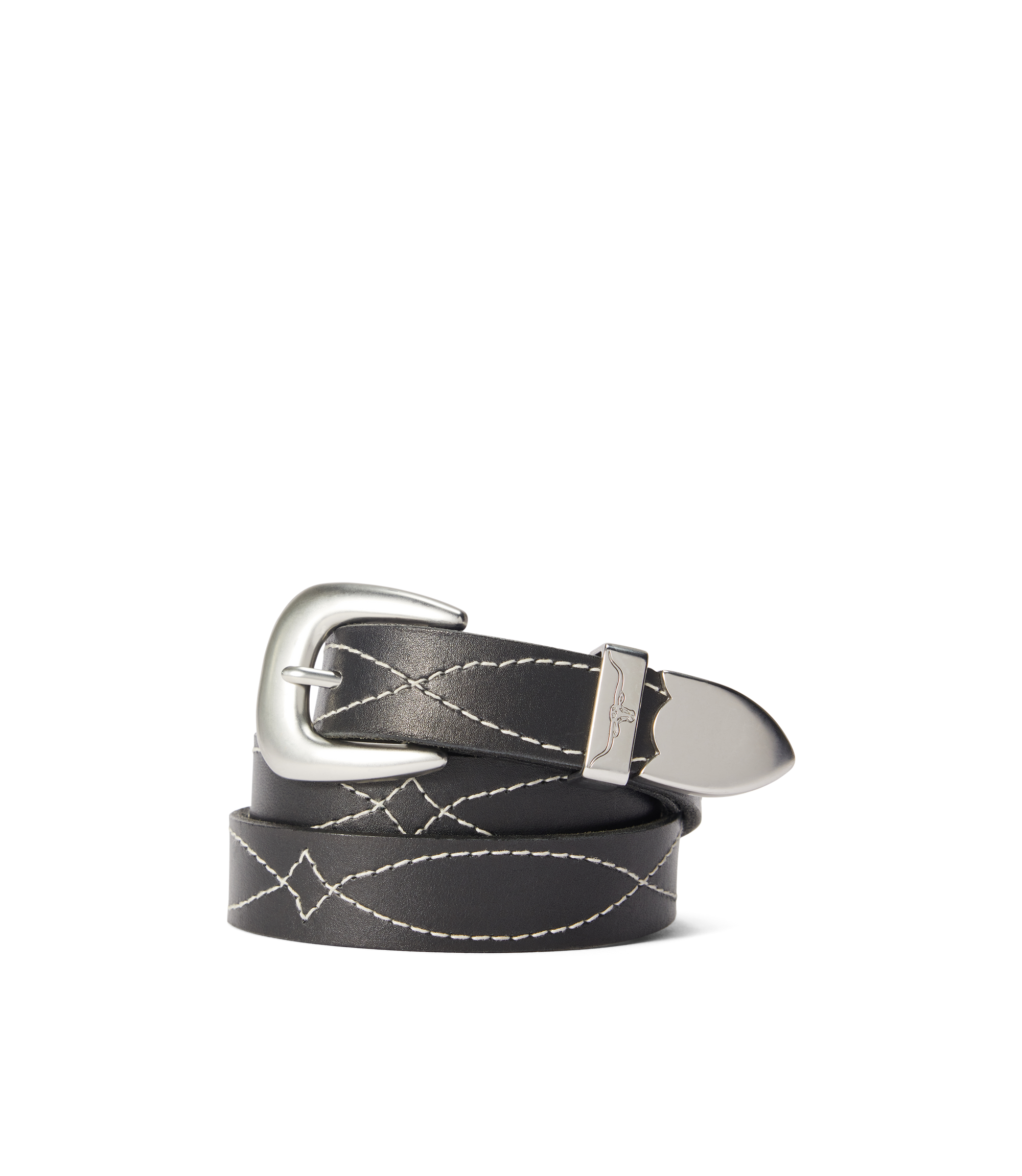 Cate Stitched Belt - Black