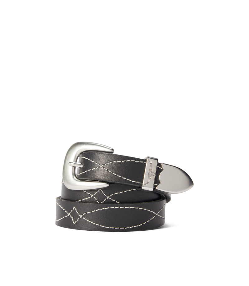 Cate Stitched Belt - Black
