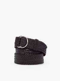 Slim Plaited O Ring Belt - Black