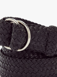 Slim Plaited O Ring Belt - Black