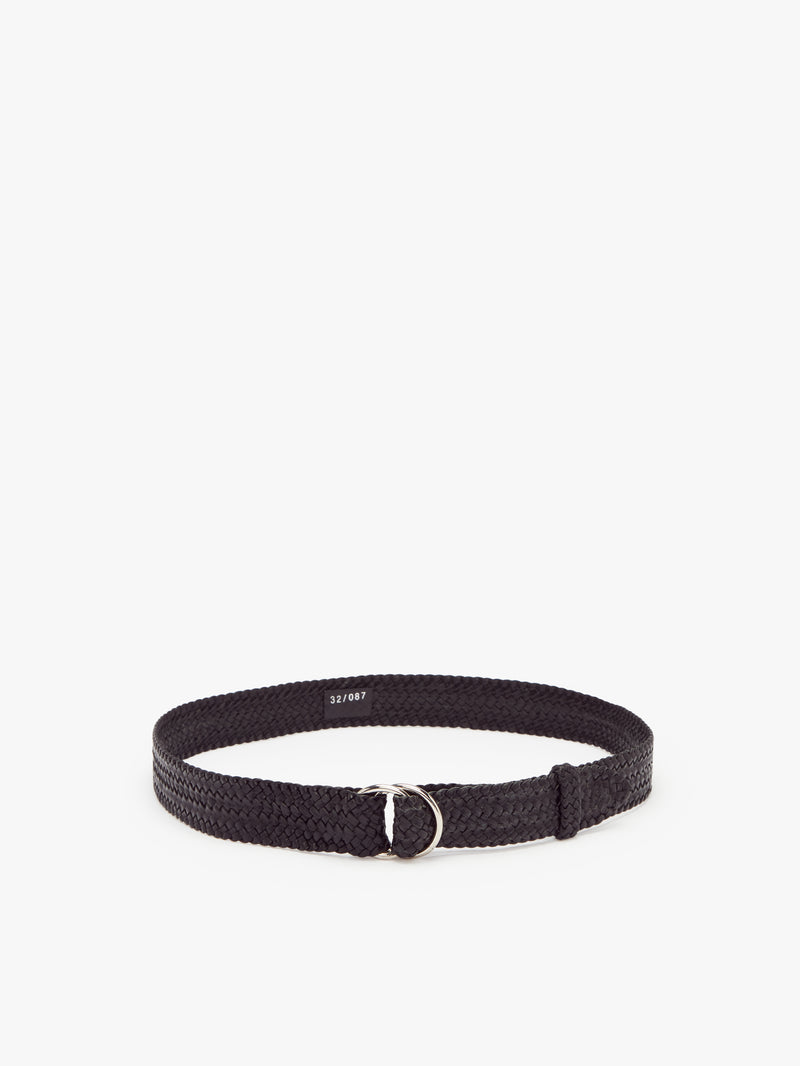 Slim Plaited O Ring Belt - Black