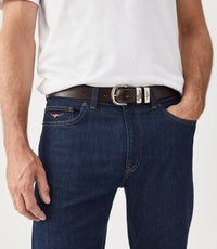 1 1/4 3 Piece Solid Hide Belt - Chestnut