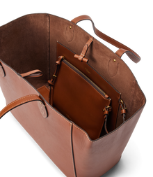 Eden Stitched Tote with Pouch - Tan