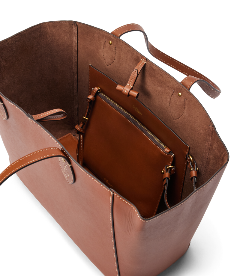 Eden Stitched Tote with Pouch - Tan