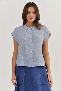 Button-Down Linen Top - Delta Gauze