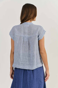 Button-Down Linen Top - Delta Gauze