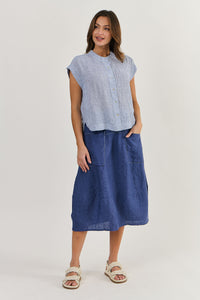 Button-Down Linen Top - Delta Gauze