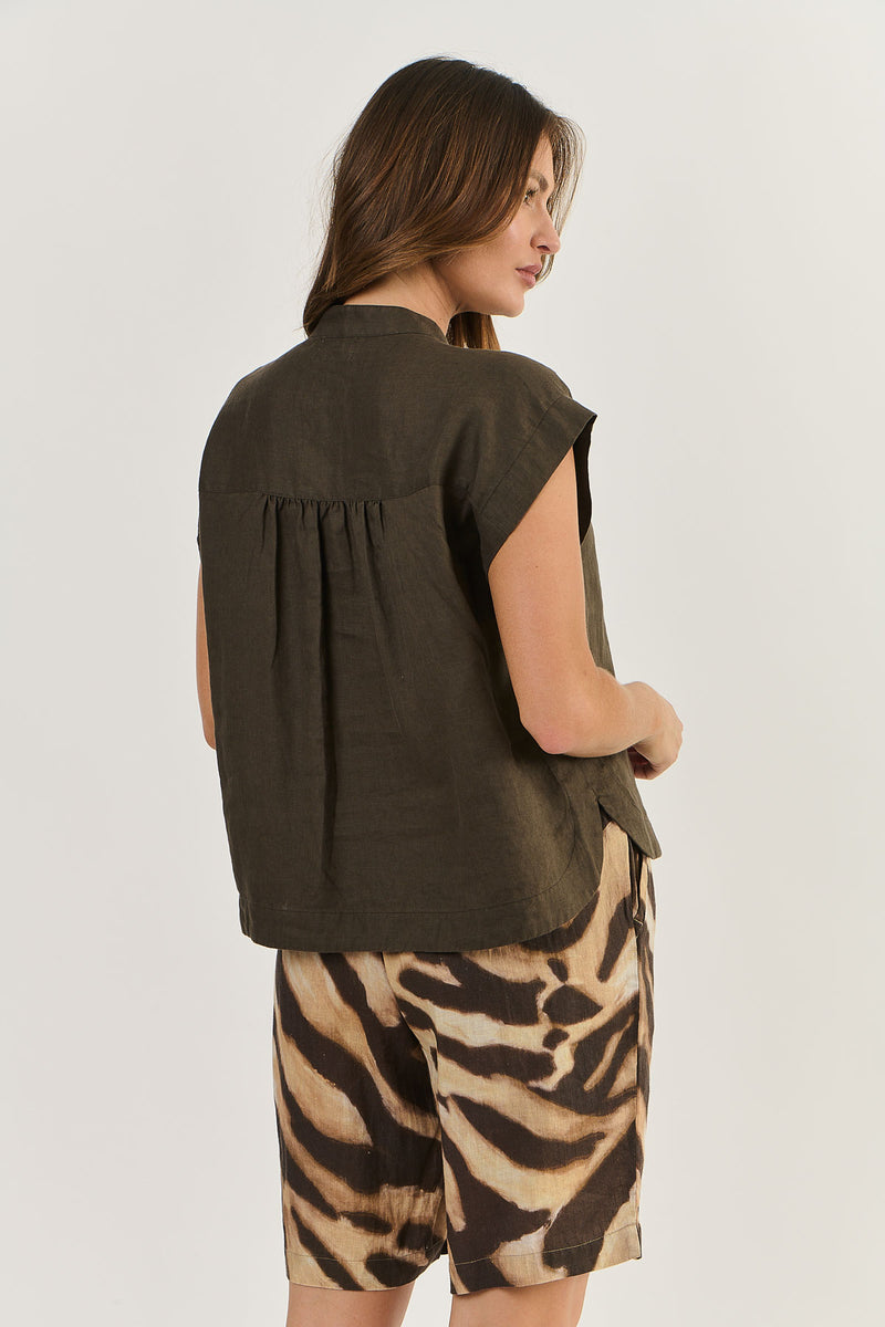 Button-Down Linen Top