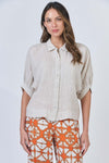Linen Button Thru Top - Soybean