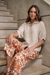 Linen Button Thru Top - Soybean