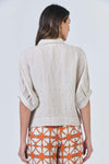 Linen Button Thru Top - Soybean