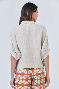 Linen Button Thru Top - Soybean