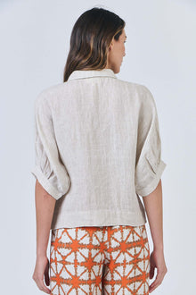 Linen Button Thru Top - Soybean