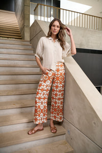 Linen Button Thru Top - Soybean