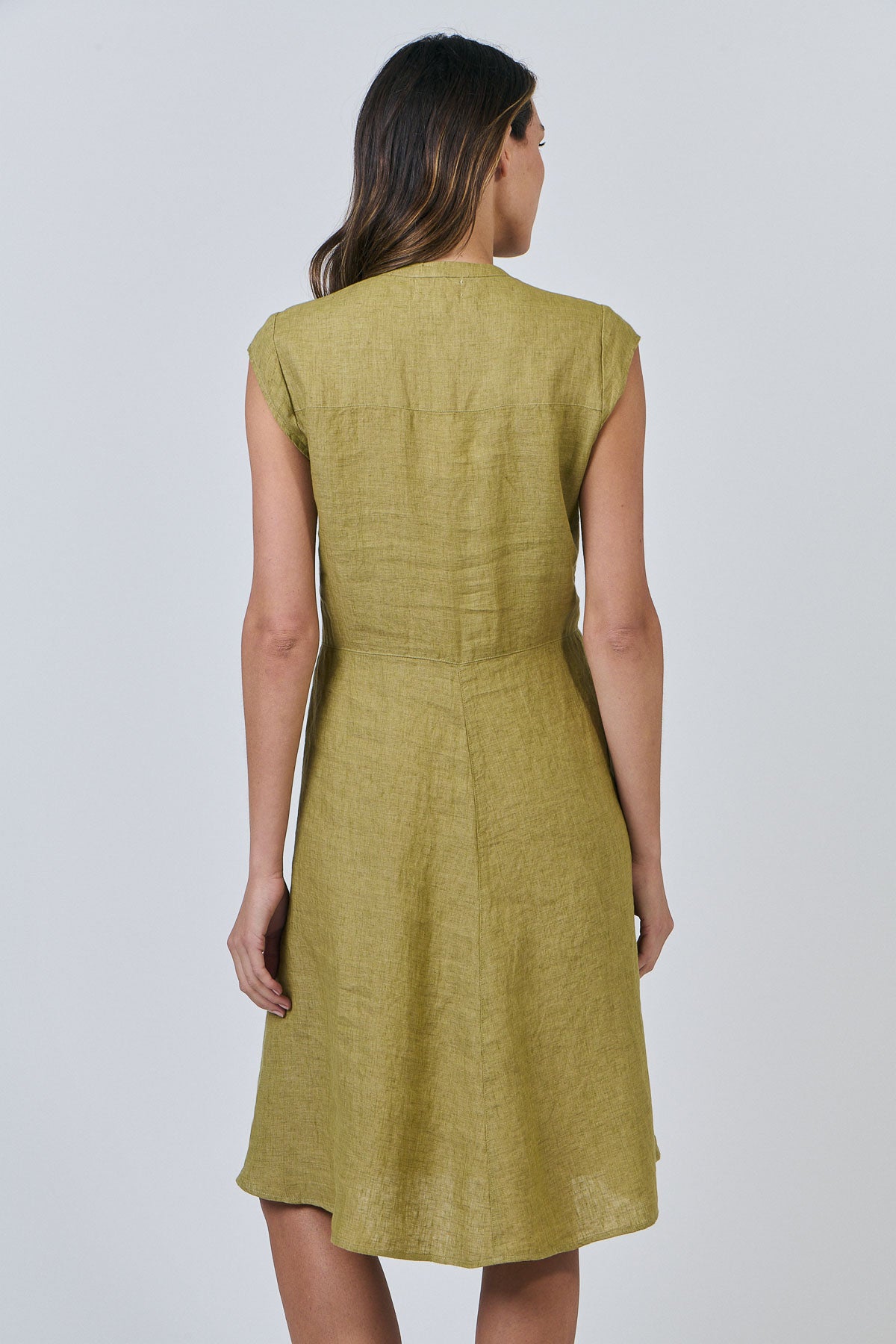 Linen Dress Button Thru - Bamboo
